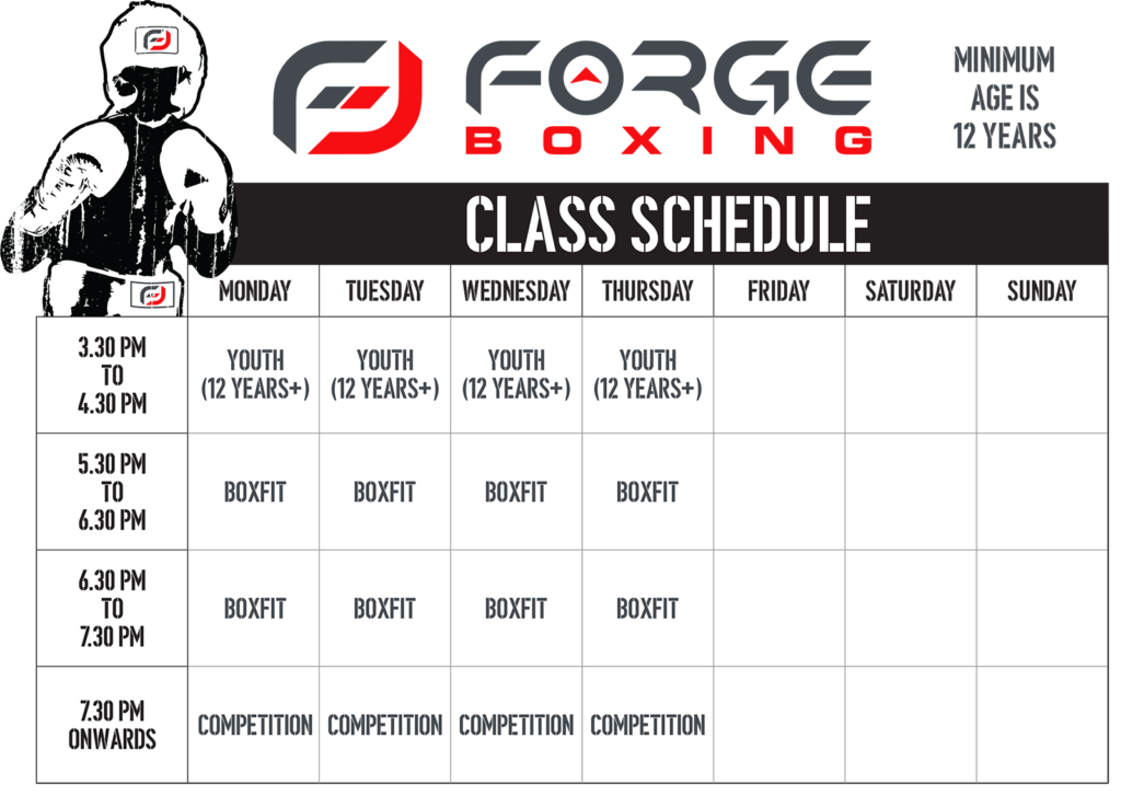 Boxing Classes Timetable 3 Forge Fitness